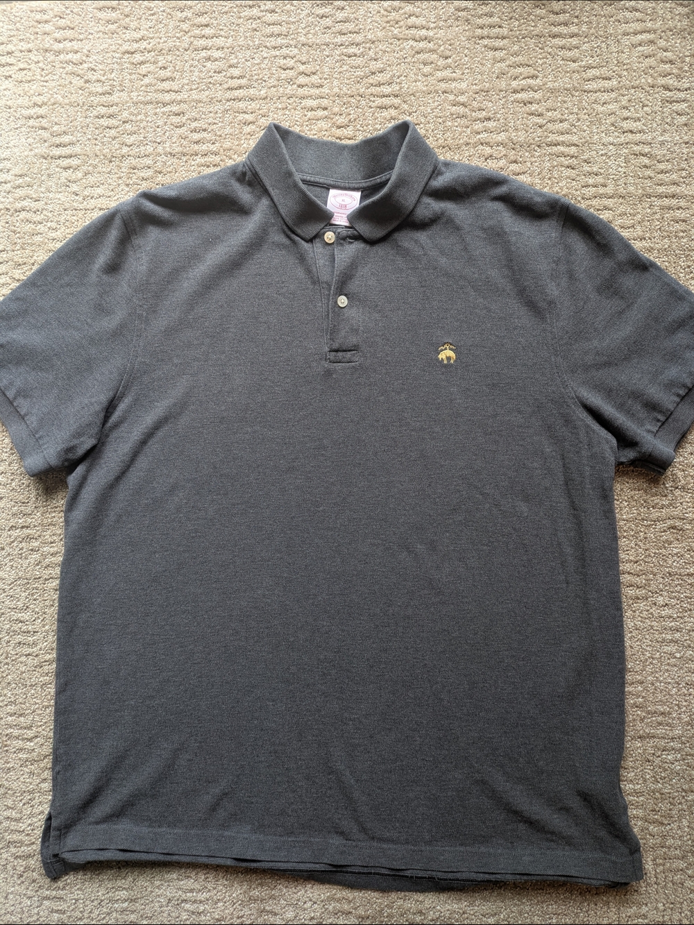 Brooks Brothers 1818 XL Charcoal Polo with Golden Fleece Logo